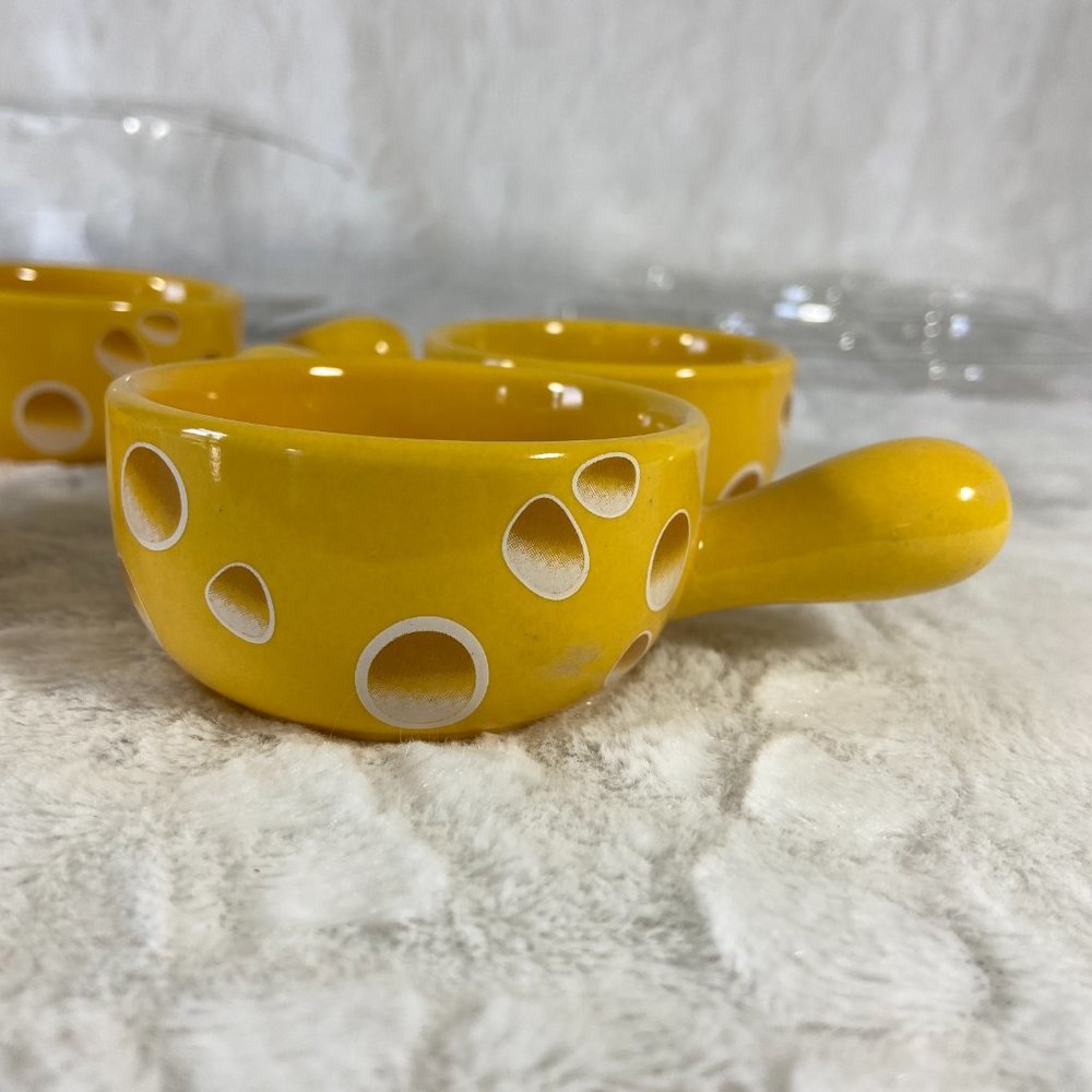 Porcelain Sauce Dishes Chip & Dip Sets Mini Dip Bowl Set with Handle set of 4 - Picture 4 of 13